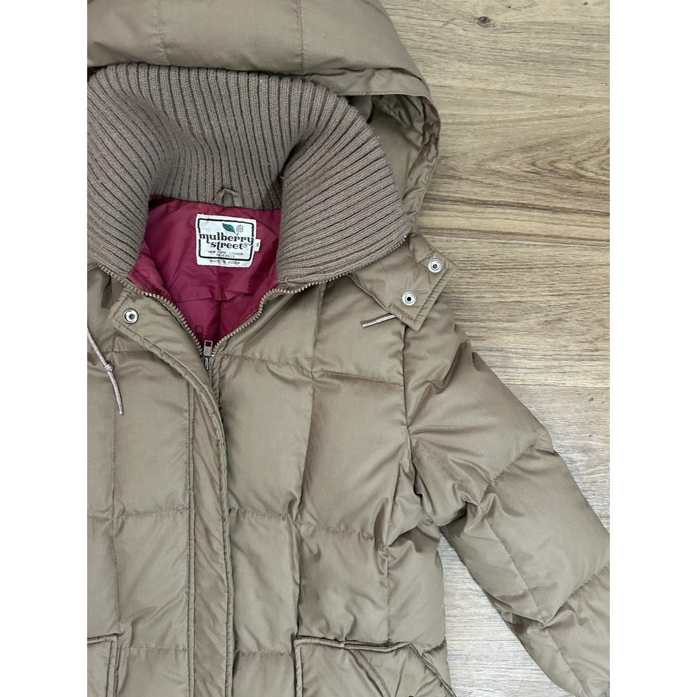 Vintage Mulberry Street‎ London Long Puffer Trench Coat Down Feather Retro Sz 10